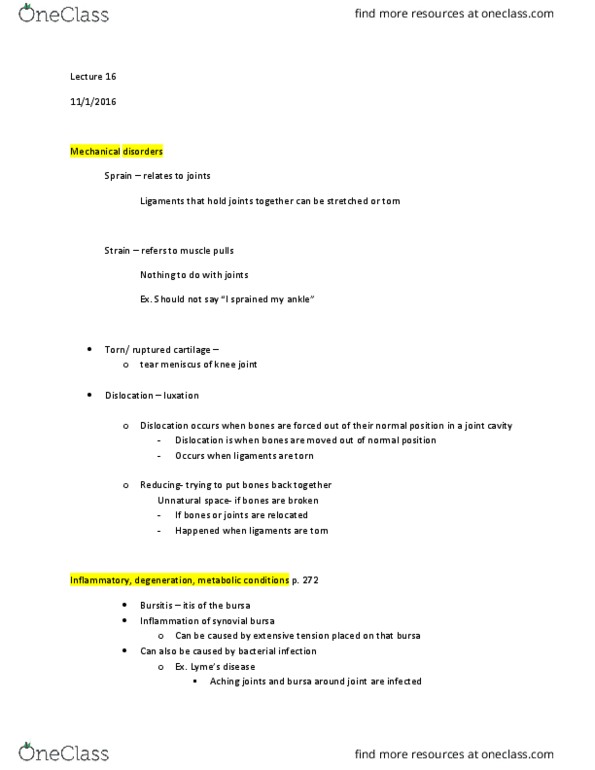 BIOL 207 Lecture Notes - Lecture 18: Synovial Bursa, Subacromial Bursa, Rheumatoid Arthritis thumbnail