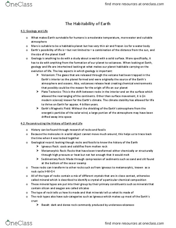 NATS 1880 Chapter Notes - Chapter 4: Sedimentary Rock, Silicate Minerals, Radiometric Dating thumbnail