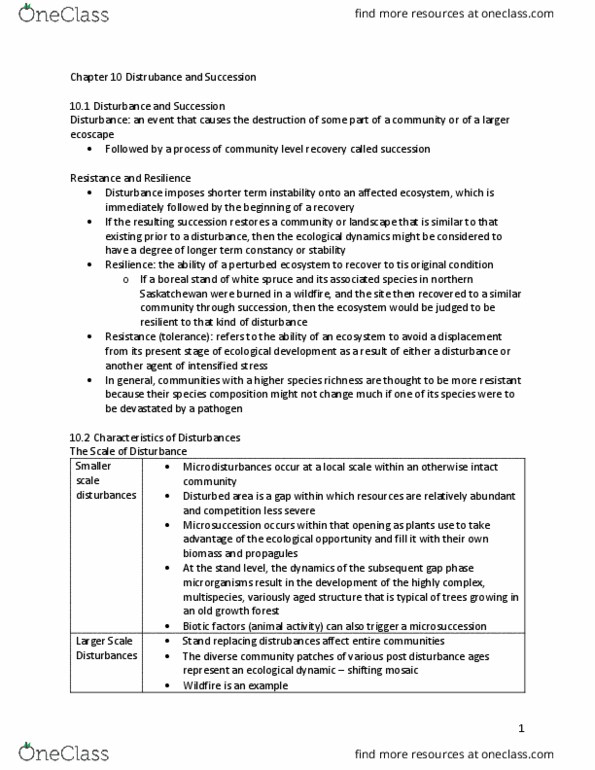 BIOL 2101 Chapter Notes - Chapter 10: Stand Level Modelling, Microorganism, Species Richness thumbnail