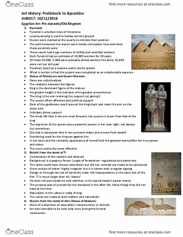 AHS 017A Lecture Notes - Lecture 6: The Seated Scribe, Senusret Iii, Egyptian Temple thumbnail