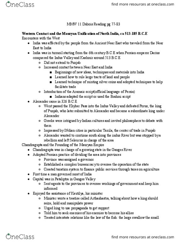 MMW 11 Chapter Notes - Chapter 77-83: Brahmi Script, Indus River, Aramaic Alphabet thumbnail