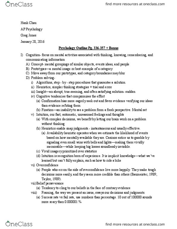 PSYCH 111 Lecture Notes - Lecture 17: Babbling, Language Processing In The Brain, Availability Heuristic thumbnail