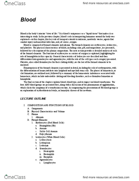 BIOL 600 Lecture Notes - Lecture 1: Abo Blood Group System, Hemolytic Disease Of The Newborn, Buffy Coat thumbnail