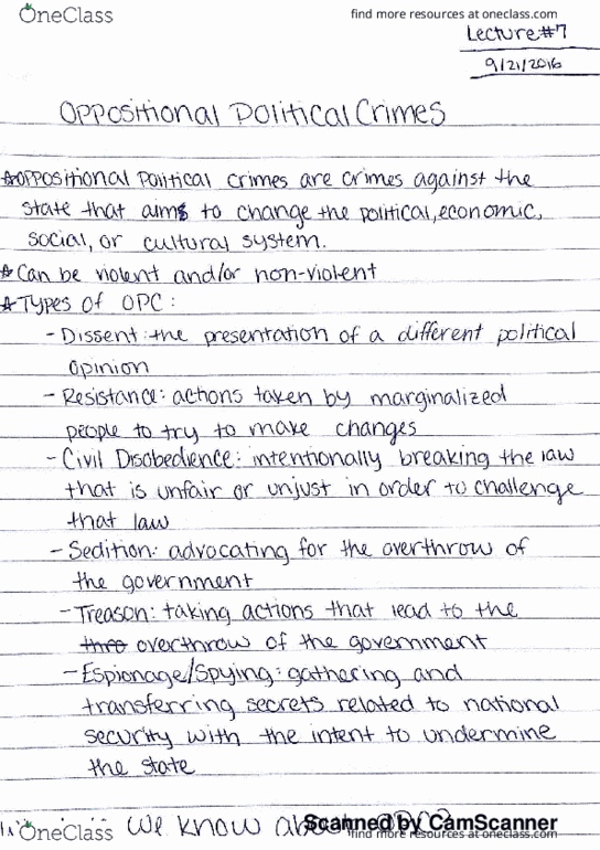 CCJ 341 Lecture Notes - Lecture 7: Political Crime thumbnail