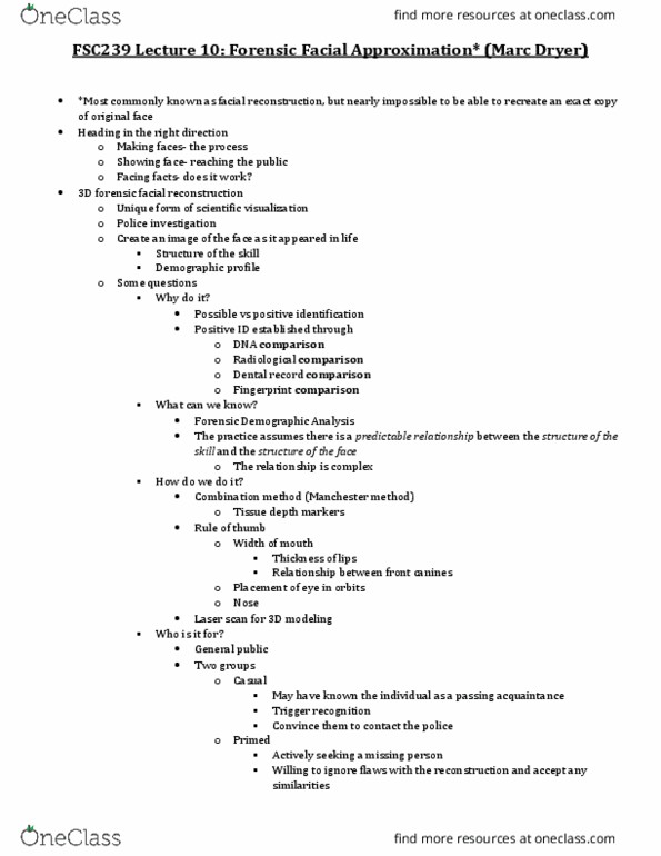 FSC239Y5 Lecture Notes - Lecture 10: Forensic Facial Reconstruction, Scientific Visualization, Demographic Profile thumbnail