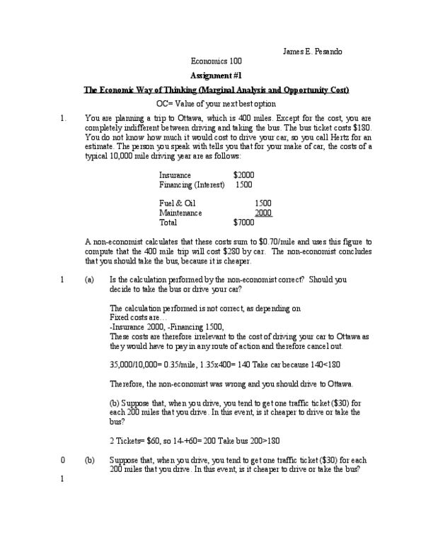 ECO100Y1 Chapter Notes -Traffic Ticket, Sport Canada, Opportunity Cost thumbnail