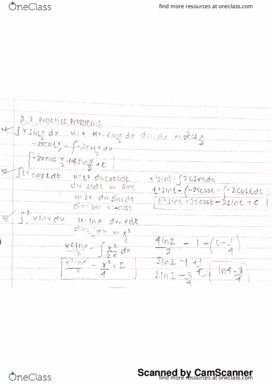 MATH 12 Chapter 8: Chapter 8.2 Practice Problems//Integration by Parts thumbnail