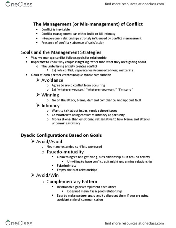 HDFS 1070 Lecture Notes - Lecture 22: Conflict Management, Domestic Violence, Meta-Communication thumbnail