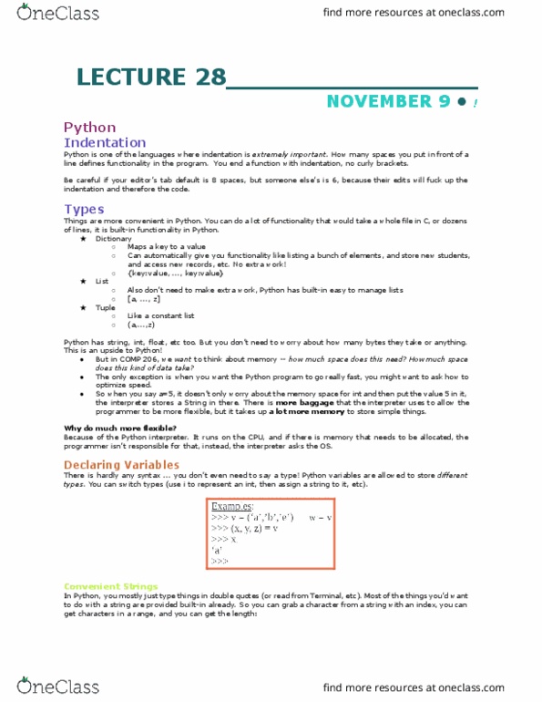 COMP 206 Lecture Notes - Lecture 28: Object Copying, Tuple, In C thumbnail