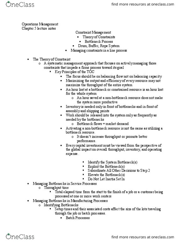 MG 211 Lecture Notes - Lecture 9: Operations Management, Operating Expense, Absenteeism thumbnail