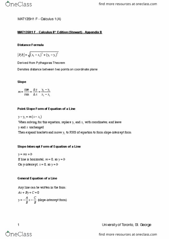 MAT135H1 Chapter B: Calculus 8E MAT135H1 Appendix B Notes thumbnail