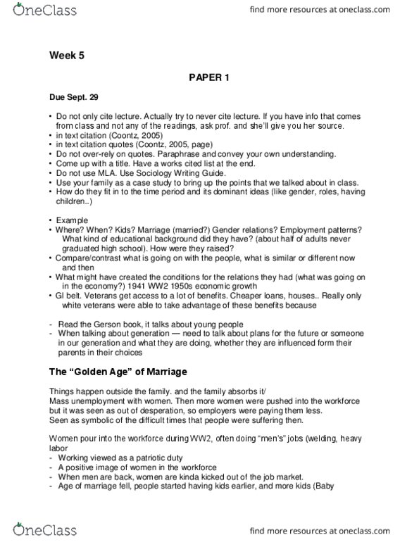 SOCIOL 111AC Lecture Notes - Lecture 10: Forced Marriage, Baby Boomers, Gender Role thumbnail