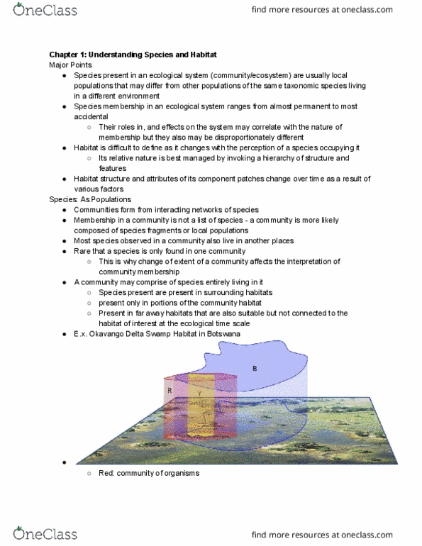 BIOLOGY 3DD3 Chapter Notes - Chapter 1: Ecological Niche, Habitat Fragmentation, Habitat Destruction thumbnail