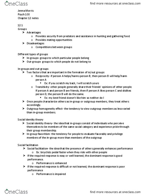 PSYC100 Chapter Notes - Chapter 12: Group Decision-Making, Sales, Deindividuation thumbnail