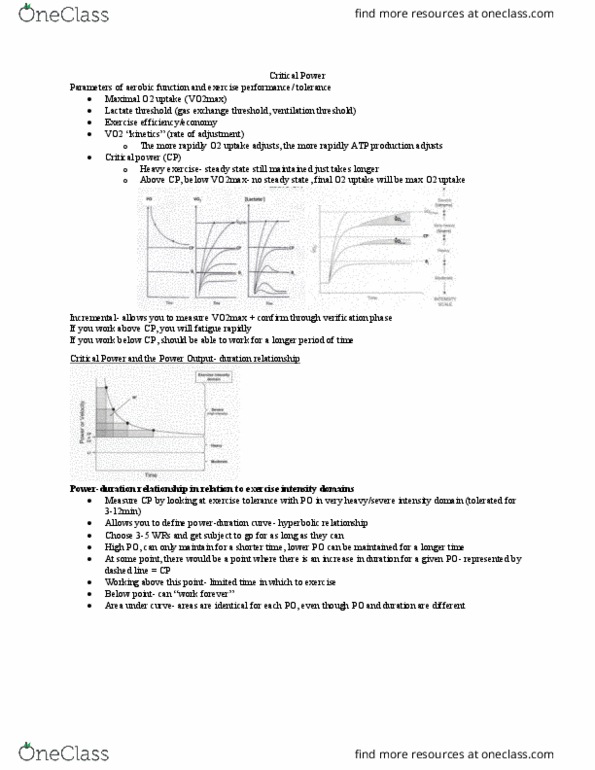 Kinesiology 3330F/G Lecture Notes - Lecture 4: Lactate Threshold, Vo2 Max, Exercise Intensity thumbnail