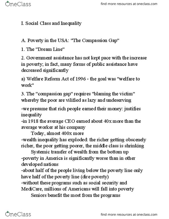 SOCIOL 1 Lecture Notes - Lecture 15: Welfare Queen, Working Poor, Social Capital thumbnail