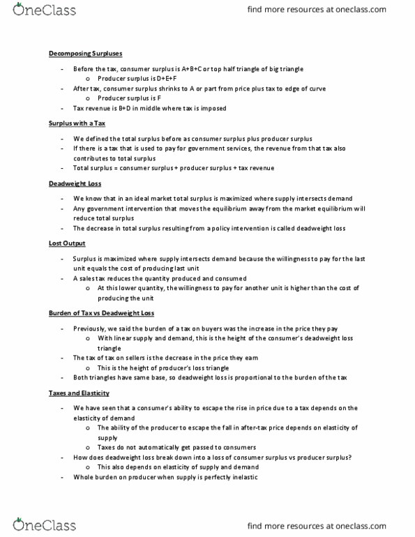 ECON 201 Lecture Notes - Lecture 9: Deadweight Loss, Economic Surplus thumbnail