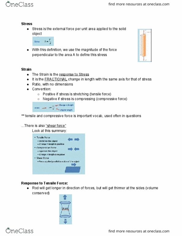 PHYS 1003 Lecture Notes - Lecture 16: Cylinder Stress, Shear Stress, Kinematics thumbnail