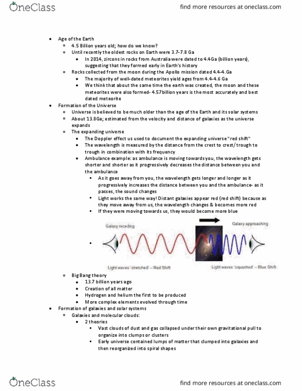 GEO 303 Lecture Notes - Lecture 1: Redshift, Nuclear Fusion, Solar System thumbnail