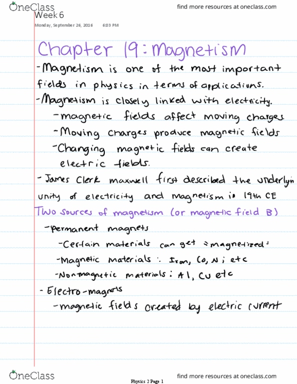 PHYS 1510 Lecture Notes - Lecture 6: Right-Hand Rule, Refrigerator Magnet, Geographical Pole thumbnail