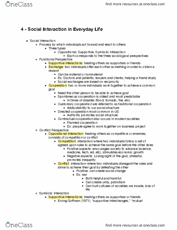 SOC 1000 Lecture Notes - Lecture 4: Sociological Perspectives, Macrosociology, Ethnomethodology thumbnail