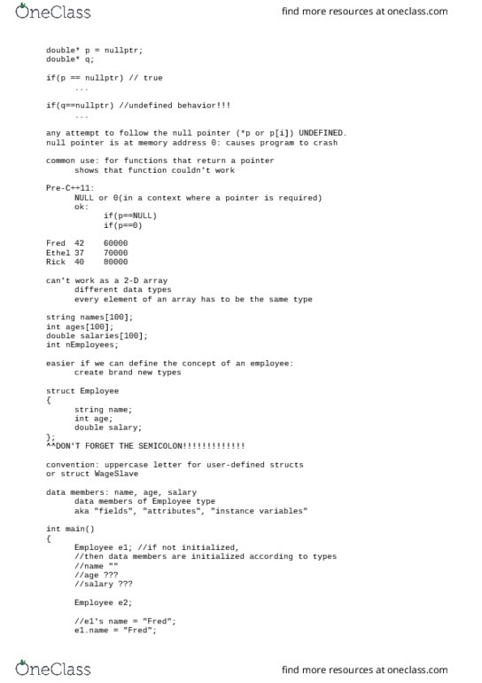 COM SCI 31 Lecture Notes - Lecture 17: Null Pointer, Undefined Behavior, Memory Address thumbnail