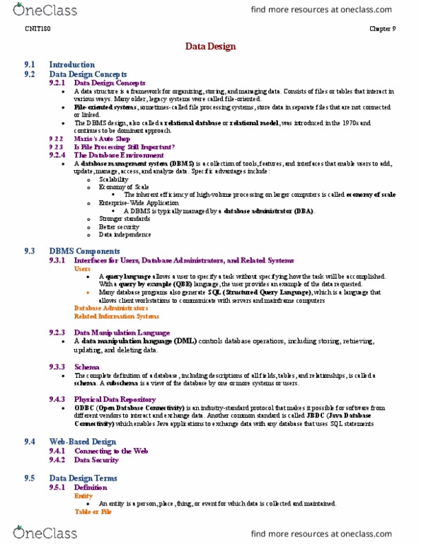 CNIT 18000 Chapter 9: Data Design thumbnail