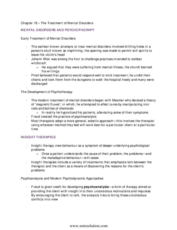 PSYA02H3 Lecture : Chapter 18 – The Treatment of Mental Disorders (Notes) thumbnail