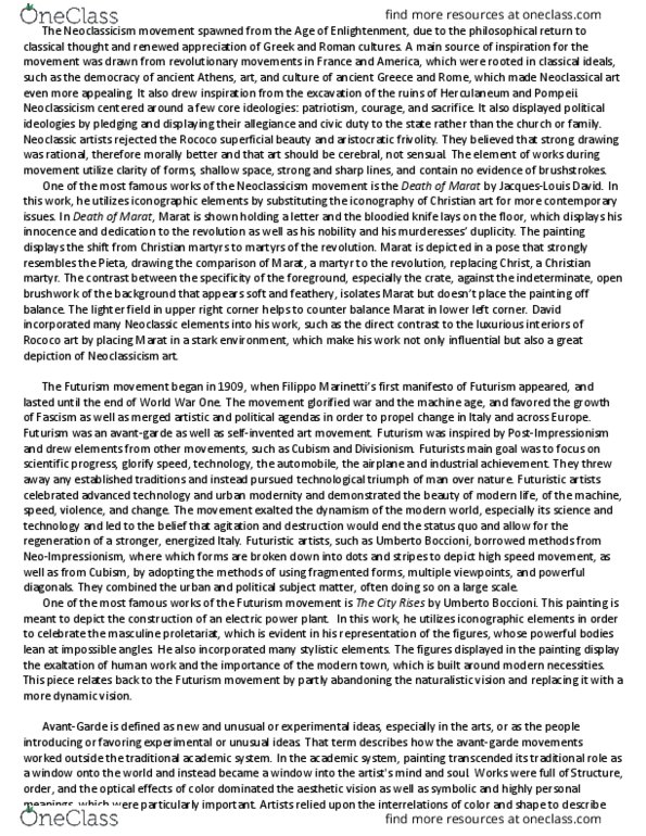 ART-2100 Lecture Notes - Lecture 13: Umberto Boccioni, Christian Art, Neo-Impressionism thumbnail