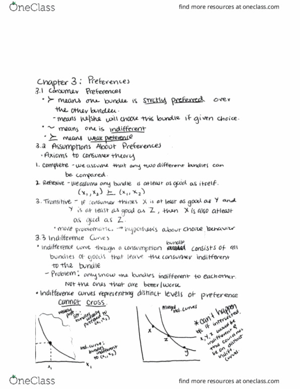 ECON 306 Chapter Notes - Chapter 3: Indifference Curve, Shap, Consumer Choice thumbnail