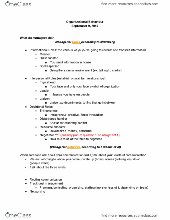 COMMERCE 1BA3 Lecture Notes - Lecture 3: Human Resource Management, Intrapreneurship, Absenteeism thumbnail
