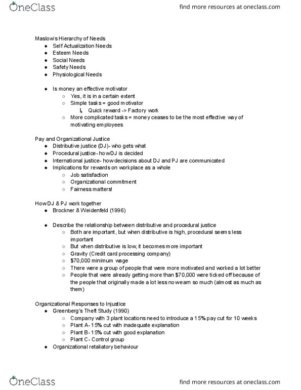 MHR 523 Lecture Notes - Lecture 9: Procedural Justice, Distributive Justice, Interactional Justice thumbnail