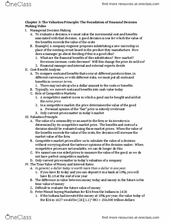 BMGT 340 Lecture Notes - Lecture 5: Cash Flow, Printed Circuit Board, Opportunity Cost thumbnail