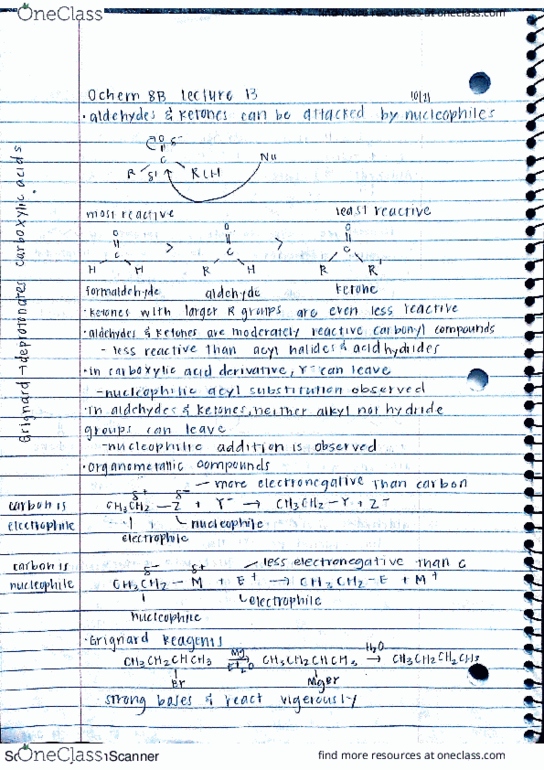 CHE 8B Lecture Notes - Lecture 14: Khalkha Mongols, Nucleophile, Ketone thumbnail