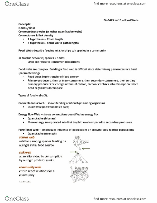 Biology 3445F Lecture Notes - Lecture 15: Food Web, Energy Flux, Food Energy thumbnail