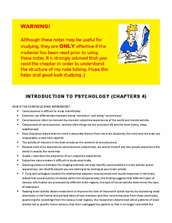 PSY100H1 Chapter Notes - Chapter 4: Left Brain Interpreter, The Conscious Mind, Subliminal Stimuli thumbnail