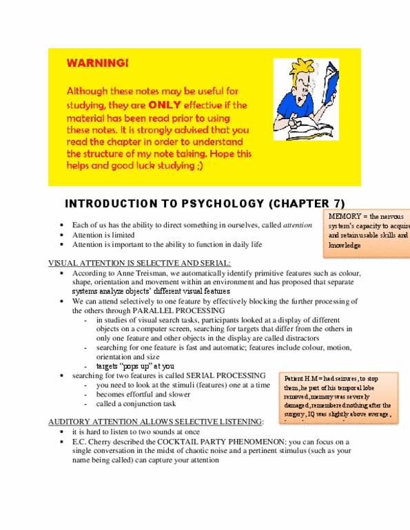 PSY100H1 Chapter Notes -Episodic Memory, Sensory Memory, Memory Span thumbnail
