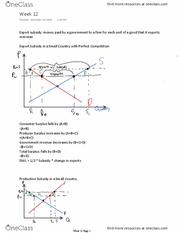 ECON 503 Lecture Notes - Lecture 12: Export Subsidy, Economic Surplus thumbnail