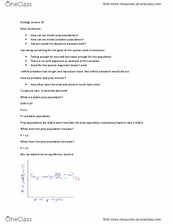 BIO205H5 Lecture Notes - Lecture 15: Isocline, Equilibrium Point thumbnail