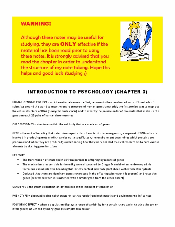 PSY100H1 Chapter Notes -Myelin, Resting Potential, Gregor Mendel thumbnail