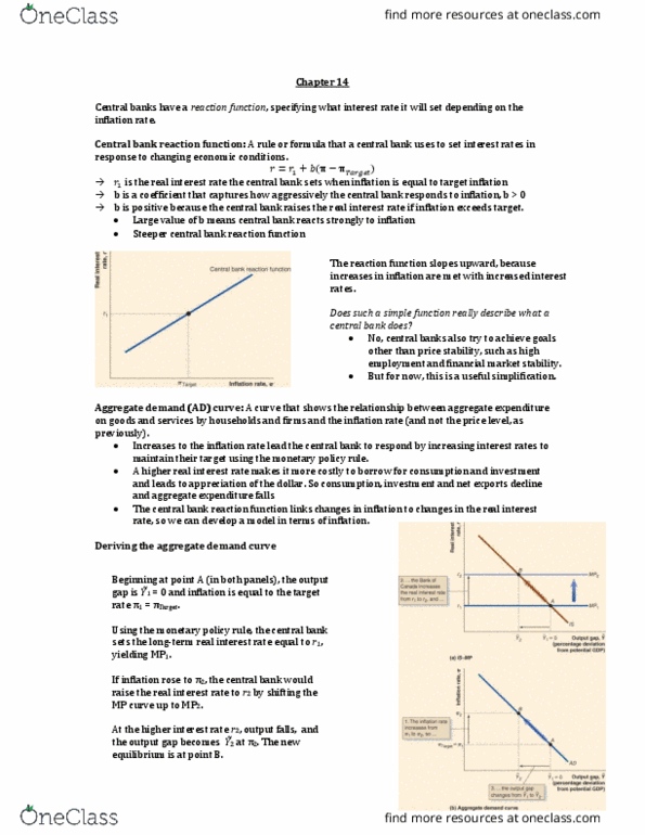 EC250 Chapter Notes - Chapter 14: Real Interest Rate, Best Response, Output Gap thumbnail