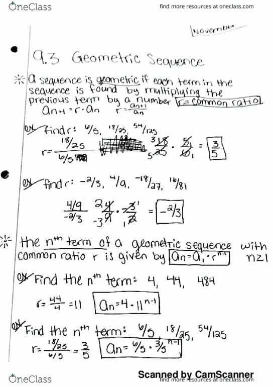 MATH 1320 Lecture Notes - Lecture 36: Geometric Progression thumbnail