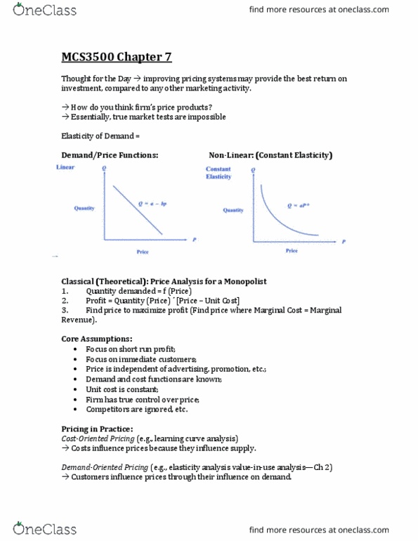 MCS 3500 Chapter Notes - Chapter 7: Marginal Revenue, Giulio Carlo Argan, Price Discrimination thumbnail