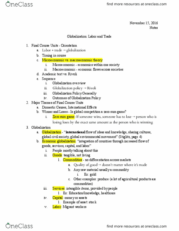 PLCY 110 Lecture Notes - Lecture 22: Zero-Sum Game, Economic Globalization, Opportunity Cost thumbnail