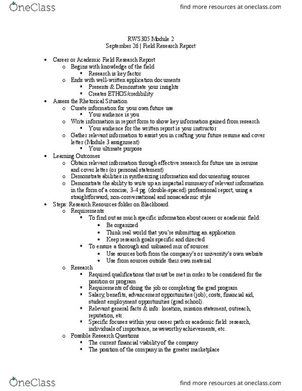 RWS 305W Lecture Notes - Lecture 2: Casual Friday, Rhetorical Situation, Curate thumbnail