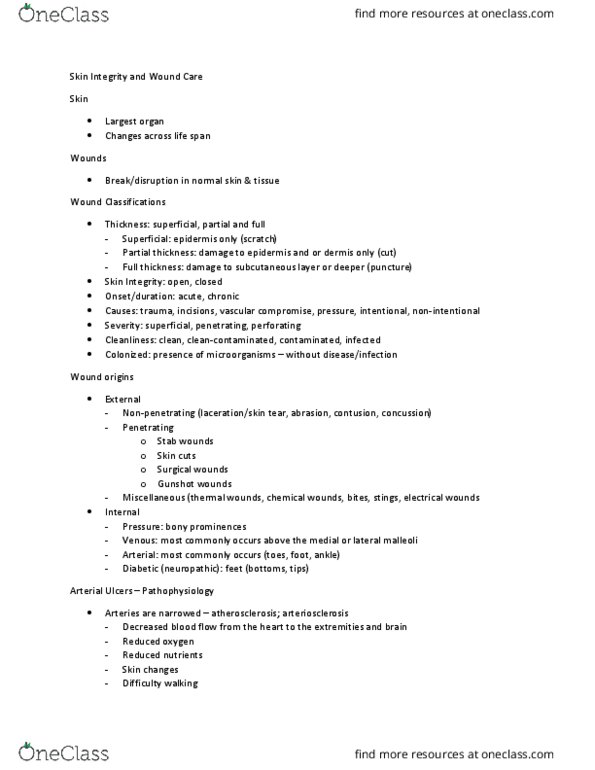 NUR 300 Lecture Notes - Lecture 11: Venous Ulcer, Pressure Ulcer, Livedoid Vasculitis thumbnail