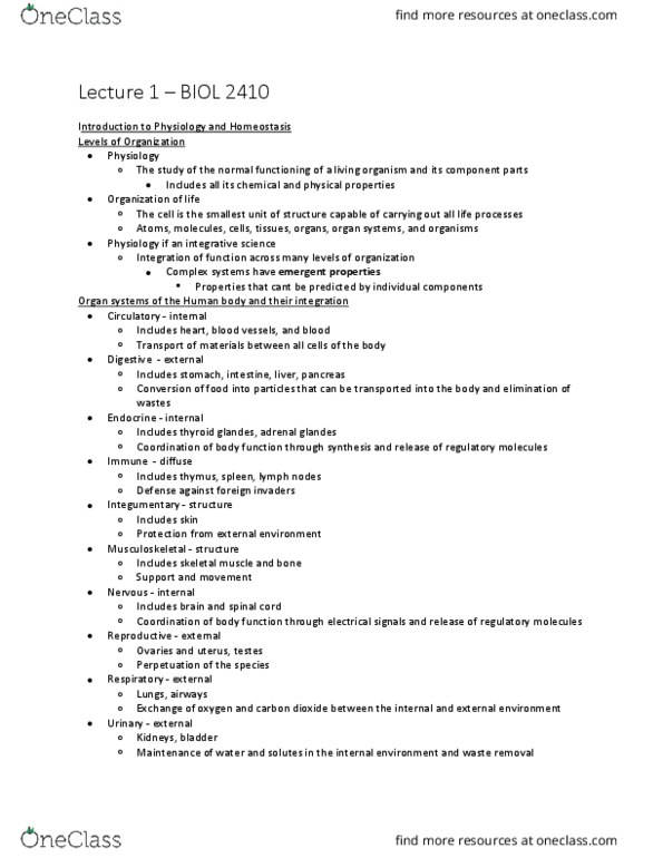 BIOL 2410 Lecture Notes - Lecture 1: Skeletal Muscle, Emergence, Thymus thumbnail