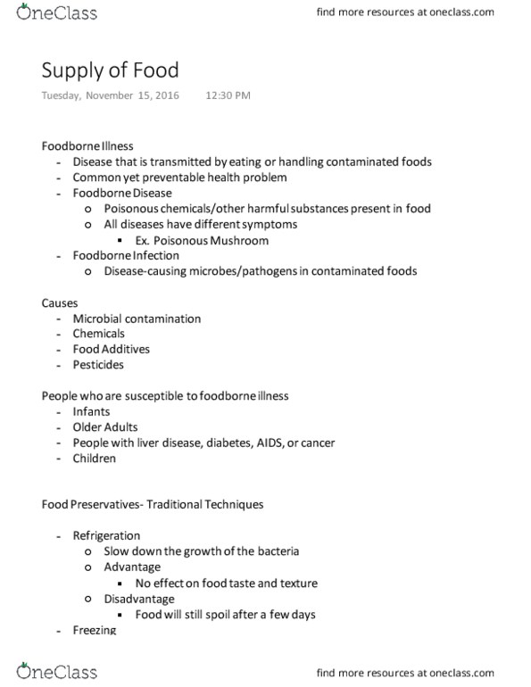 NUTR 1020 Lecture Notes - Lecture 18: Foodborne Illness, Peanut Butter, Irradiation thumbnail