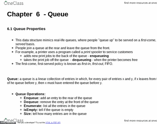 01:198:112 Chapter Notes - Chapter 6: Spooling, Print Job, The Queue thumbnail