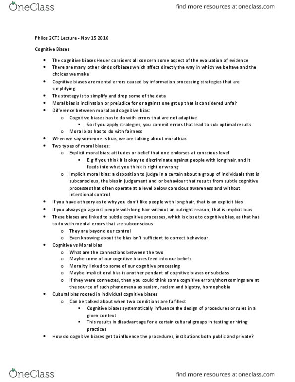 PHILOS 2CT3 Lecture Notes - Lecture 16: Implicit Stereotype, Cultural Bias, Missing Data thumbnail